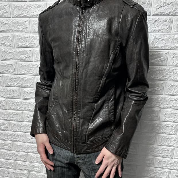 오일 텍스쳐 램스킨 자켓