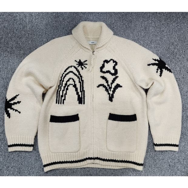 팔렛 드로잉 가든 코위찬 니트 집업 S