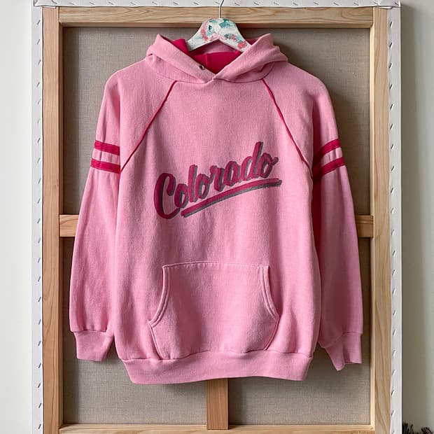 80s 빈티지 다잉 핑크 후드티