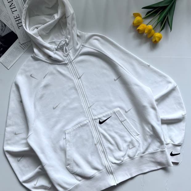 Nike 나이키 빅로고 화이트 후드 집업