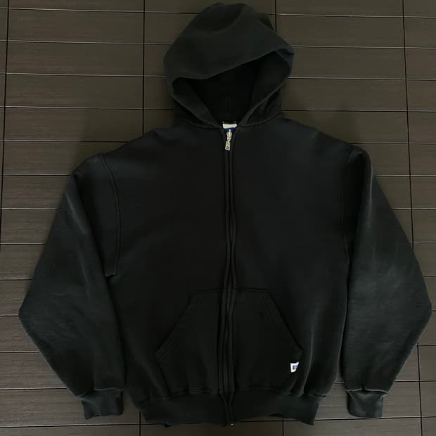 (M) 90s 빈티지 러셀 후드집업 블랙