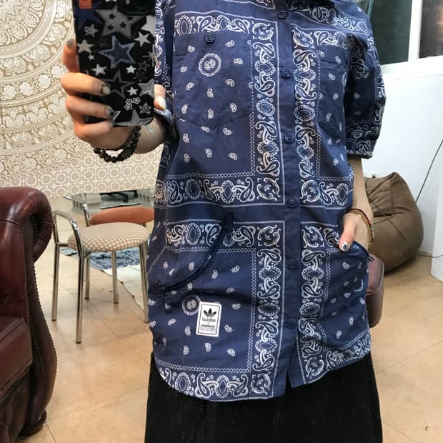 아디다스x네이버후드 페이즐리 포켓 반팔 셔츠