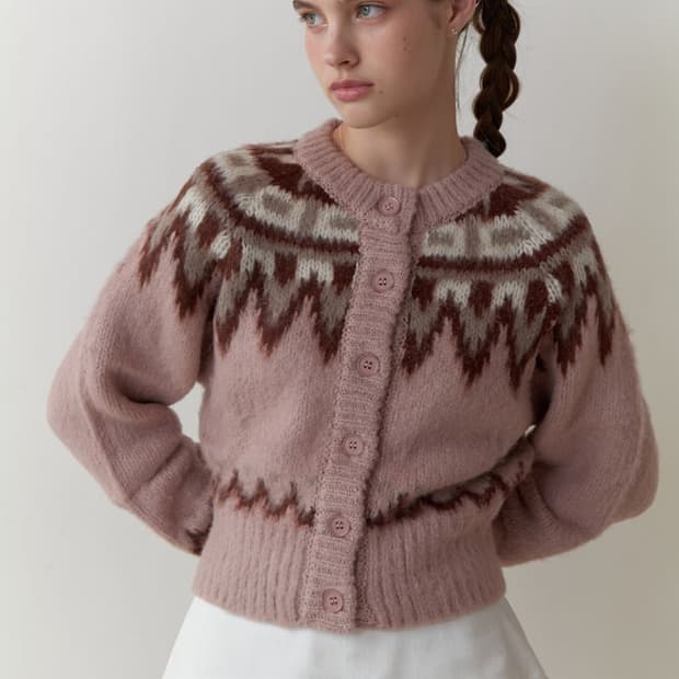 리엘 롯지 노르딕 알파카 니트 가디건