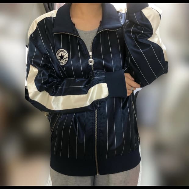 빈티지 컨버스 네이비 스트라이프 자켓 바시티