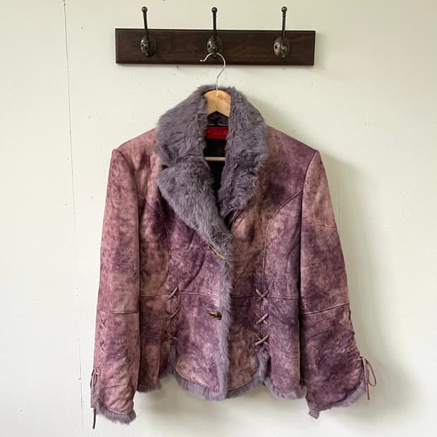 GOLD JADE 라벤더 퍼 자켓