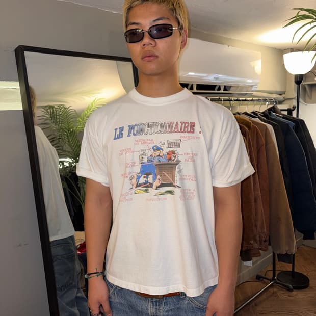 90‘s France humor cartoon print T-shirt