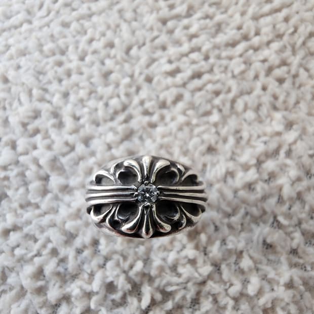 [US8.5]크롬하츠 플로랄크로스링 1P 다이아