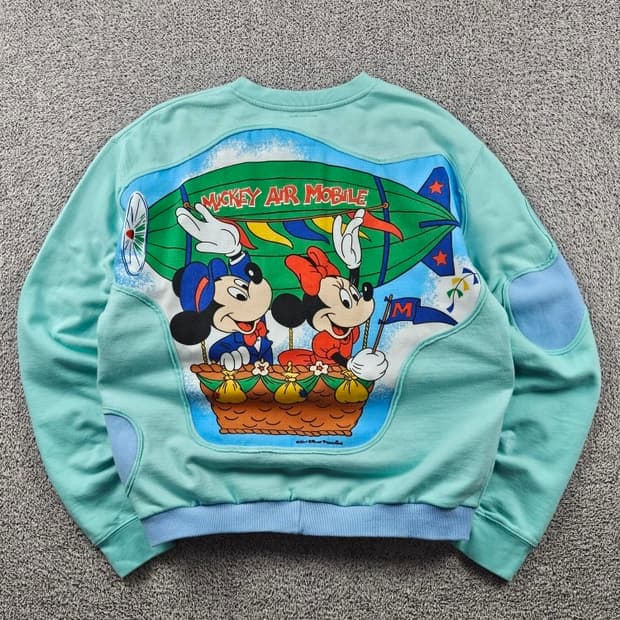 디즈니 미키 아플리케 커스텀 맨투맨 스웻 셔츠 ( XL ) / 9320