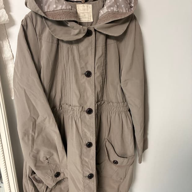 일본 빈티지 모리걸 도트 베이지 브라운 야상