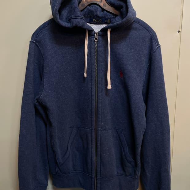 폴로 데님컬러 기모 후드집업