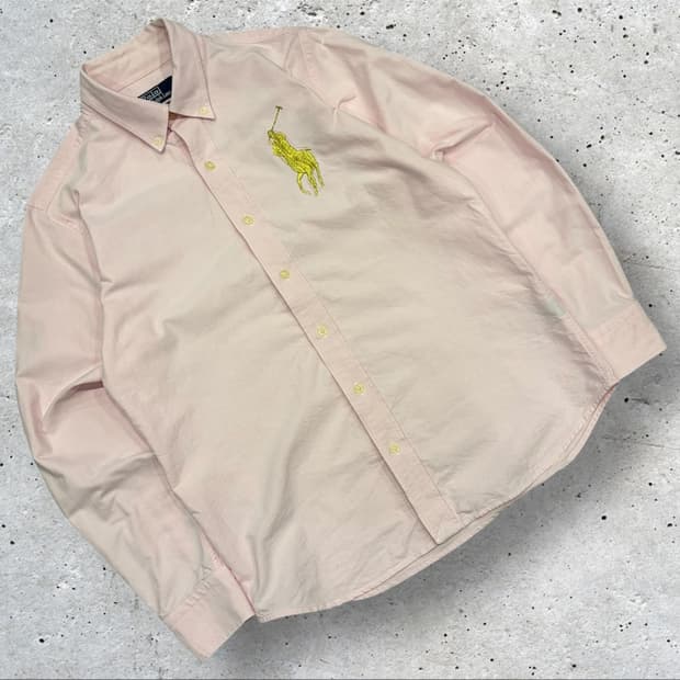[L] 폴로 랄프로렌 코튼 핑크 골드 빅포니 셔츠 C945