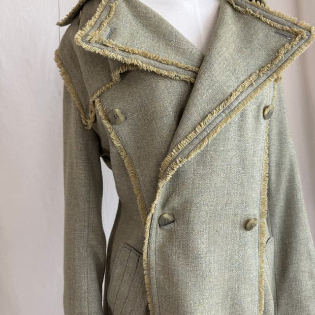 (Deadstock) an name 프린지 더블 트렌치 코트