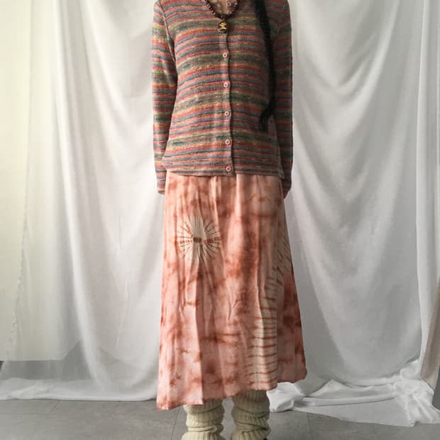 Stripe pattern knit cardigan