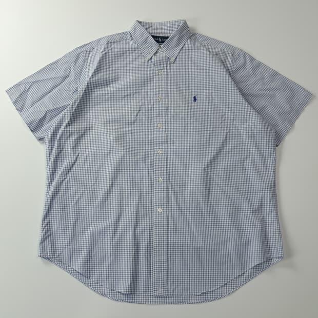 CA468 XL 폴로 00s 블루 마이크로체크 반팔 셔츠 남방