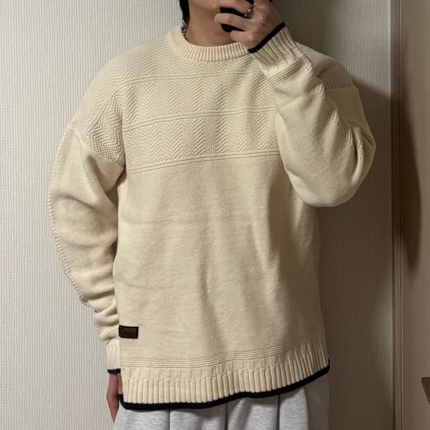 정품 에스피오나지 메리노 울 아이보리 니트 스웨터