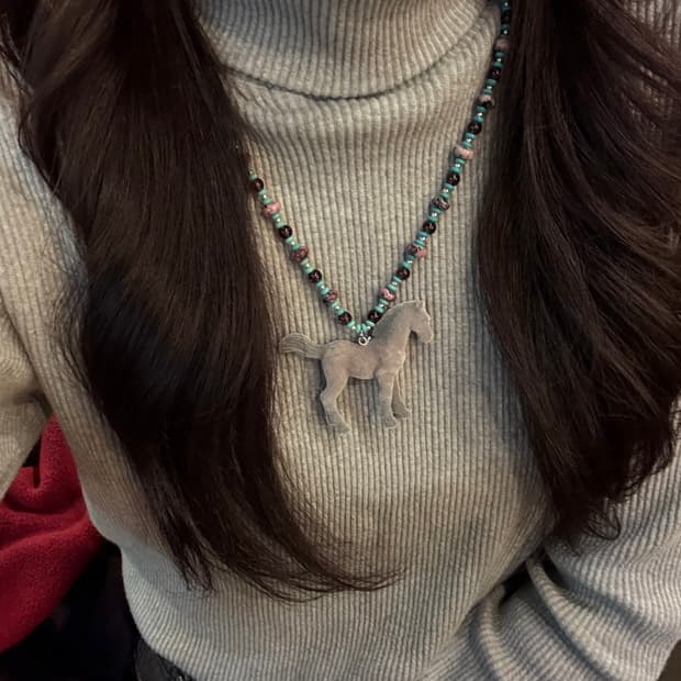[핸드메이드] 말 비즈목걸이