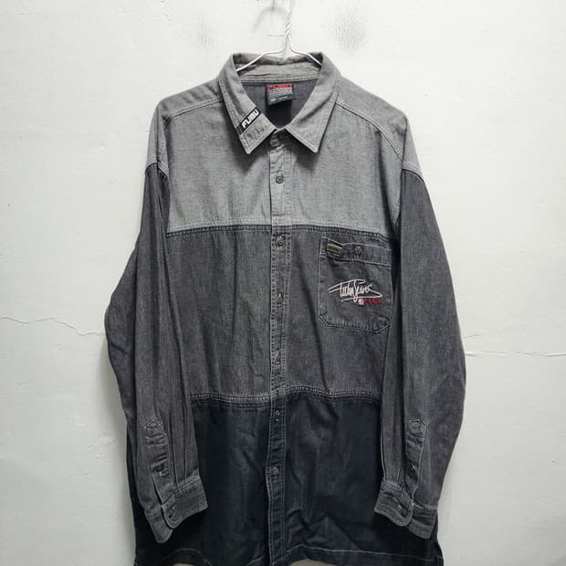 FUBU 푸부 올드스쿨 힙합 배색 데님셔츠