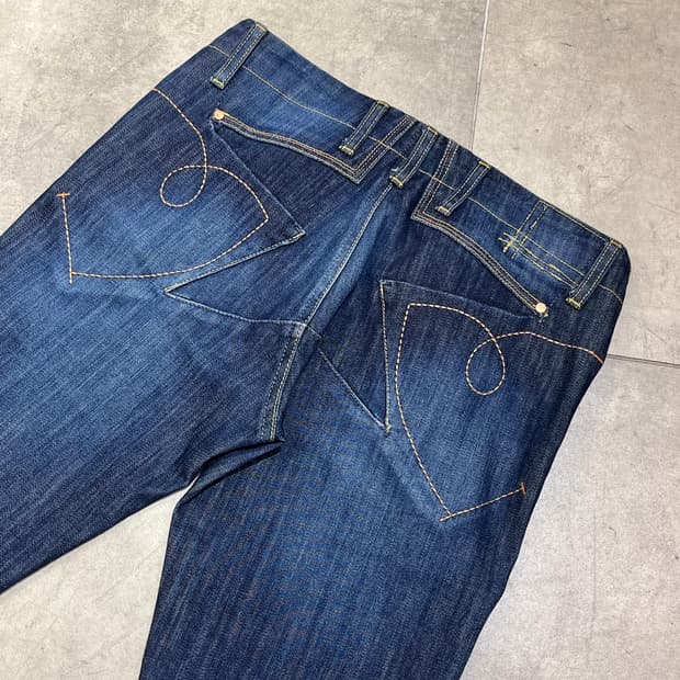 00s 마리떼 프랑소와 저버 스타 패치 데님 부츠컷 팬츠