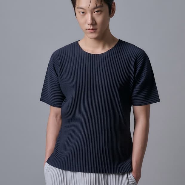 옴므플리세 베이직 반팔 네이비 3