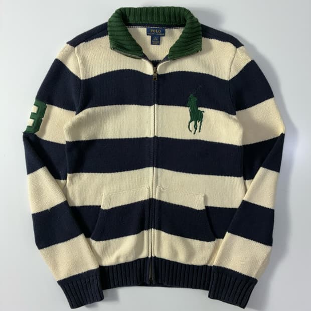 Polo  폴로 랄프로렌 빅포니 그린 스트라이프 니트집업  
