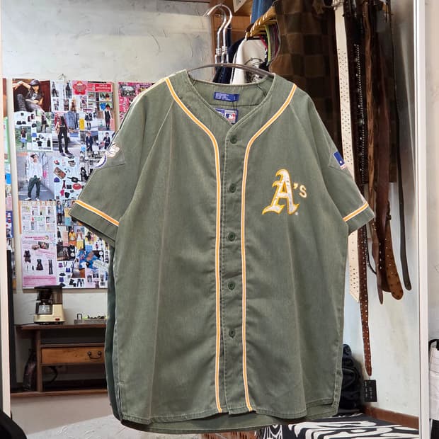 90S 스타터 X MLB 오클랜드 코튼 유니폼 반팔 셔츠