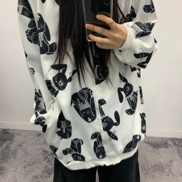 Acdc rag 펑크 프린팅 오버핏 후드집업