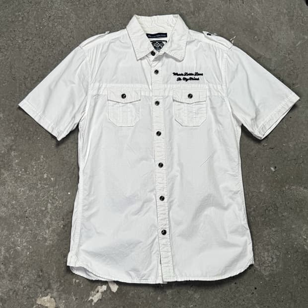 White Military Short Sleeve Shirt