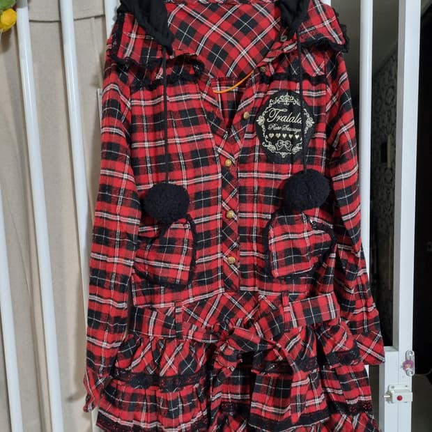 lizlisa Tralala 체크 프릴 후드 원피스