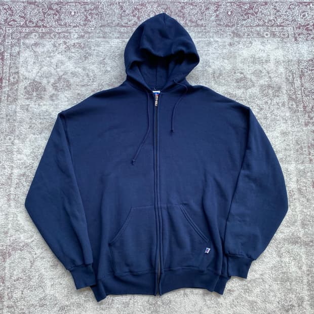 (XL) 90s 빈티지 러셀 후드집업 네이비