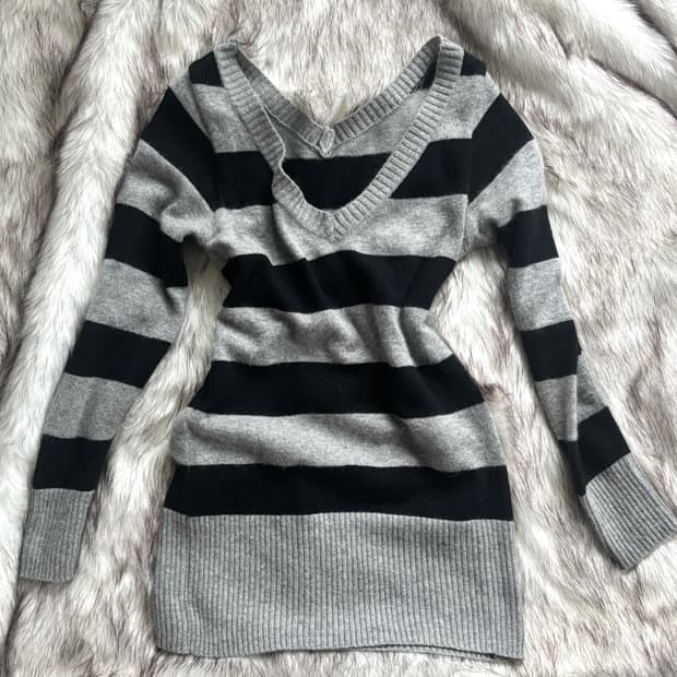 Powning133 빈티지 스트라이프 니트 원피스