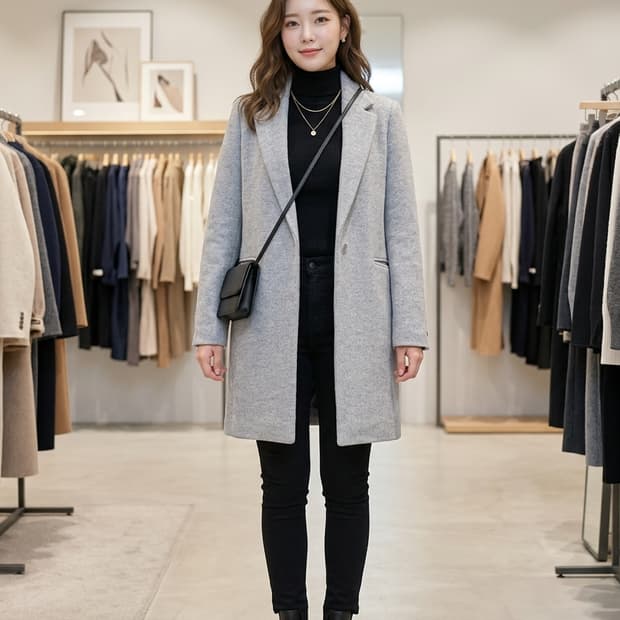 PLASTIC ISLAND 플라스틱아일랜드 그레이 하프 코트