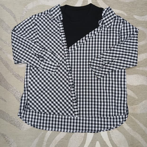 MAJE 깅엄 체크 레이어드 셔츠 