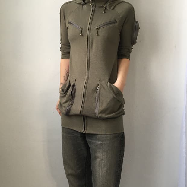 High neck hood zip up