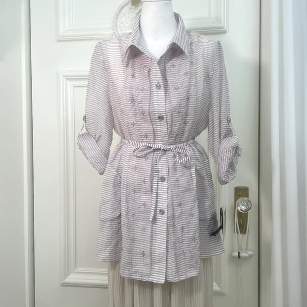 lavender stripe embroidery summer shirt 
