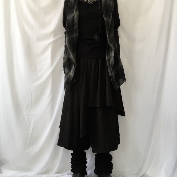 Check pattern drape woolen open caridgan