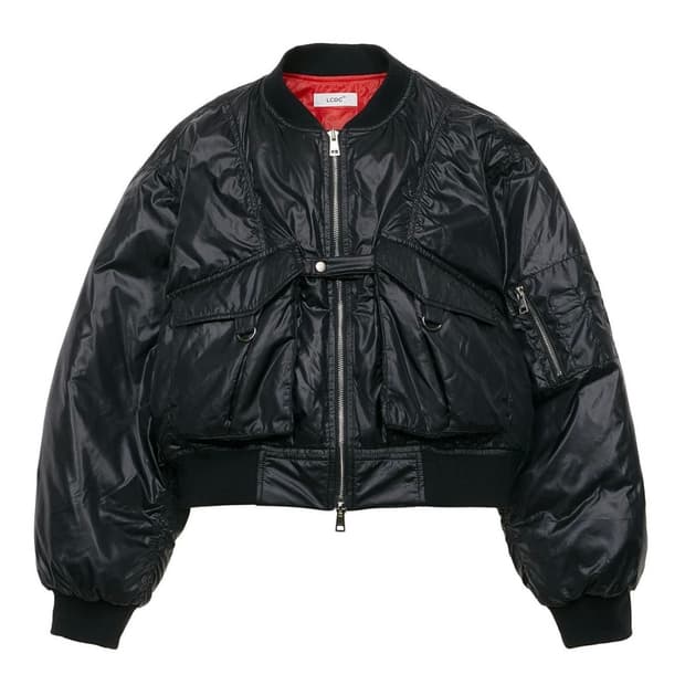 LCDC Cropped Bomber Puffer Jacket (Black