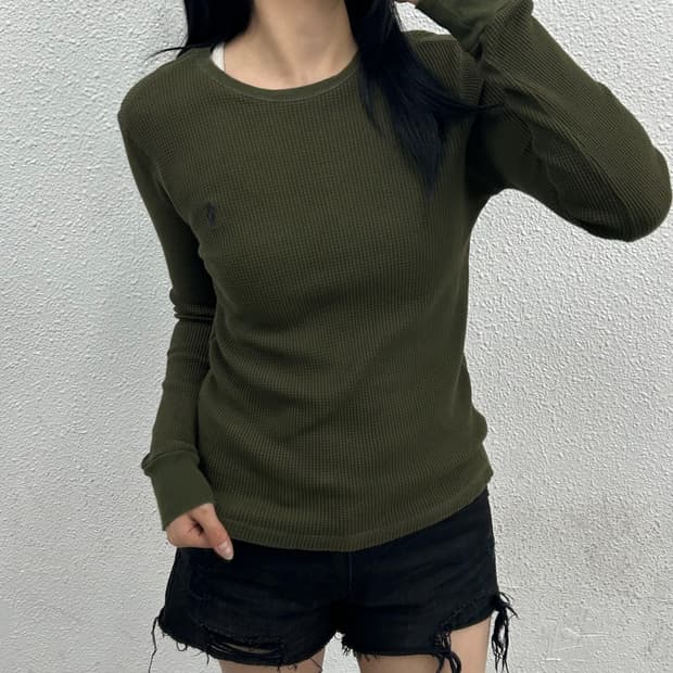 폴로 랄프로렌 네이비포니 카키 와플 롱슬리브 S