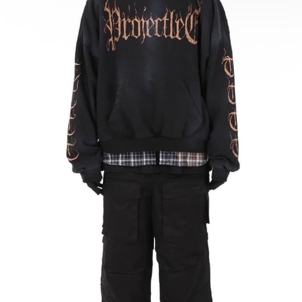 이현프로젝트 빈티지 워시드 플레임 후디