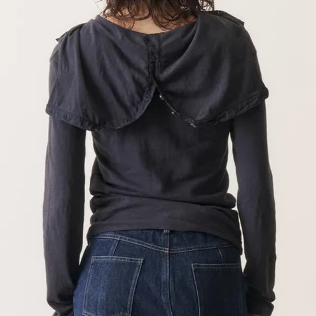 오들리워크샵 Hooded Henley Tee, Washed