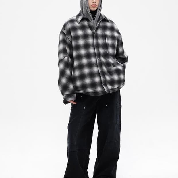 알렌느 DETACHABLE CHECK HOOD PADDING