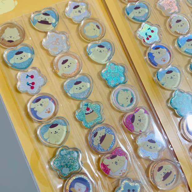 폼폼푸린 유리알 입체 스티커 