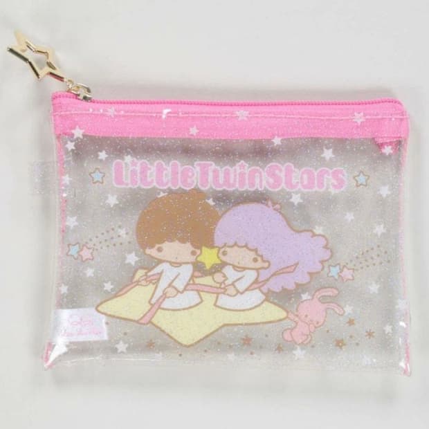 산리오 리틀트윈스타 글리터 파우치 핑크