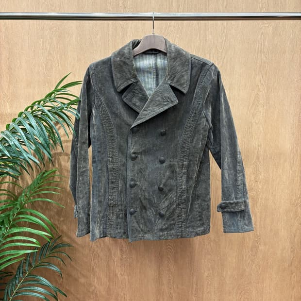 아바하우스 워싱 자켓 더블 브레스티드 소매 스트랩 버튼 디테일 브라운