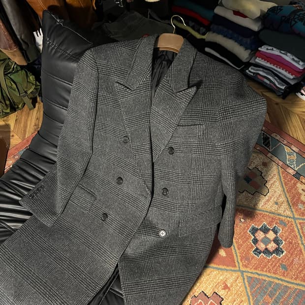 Mngu 체크 더블코트