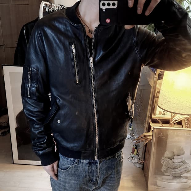 BLK DNM 레더 블루종 MA1