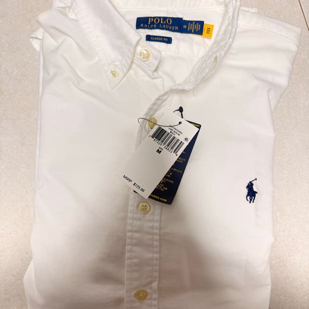 폴로 옥스포드가먼트다이 클래식핏화이트 m (새상품)