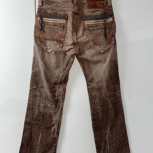 빈티지 워싱 브라운 데님 팬츠