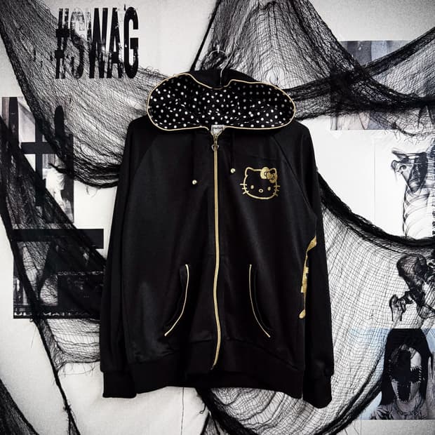 Hello kitty printing hood zipup