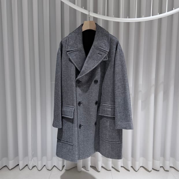 (A+/52) / 에르메스 그레이 더블 코트