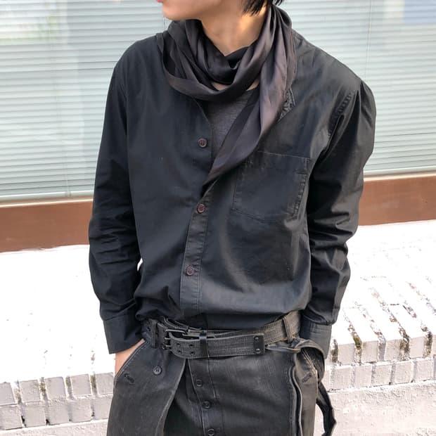 요지야마모토 뿌르옴므 컷아웃 셔츠